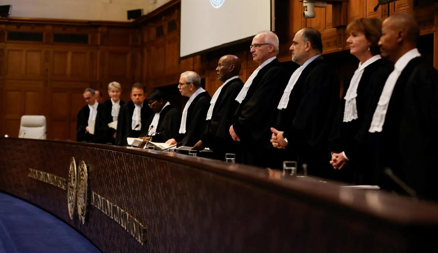 محكمة العدل الدولية لدى صدور قراراها في الأول من أمس  (نقلاً عن "هآرتس")